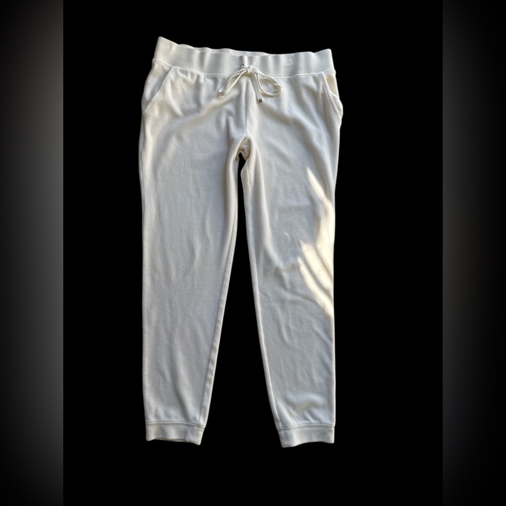 Y2K vintage rare juicy couture size large velour ivory White Jogger Pants